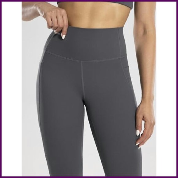 High Waisted Flare Yoga Pants with Pockets Tummy Control 30" - Picture 4 of 8